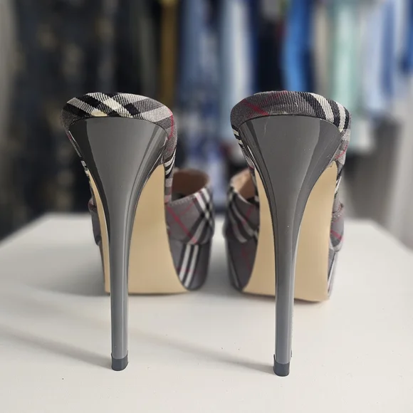 Plaid High Heel Mules - Picture 7 of 11